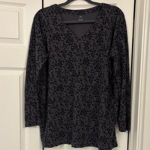 J. Jill Black Animal Pint Long Sleeve Tunic Top L